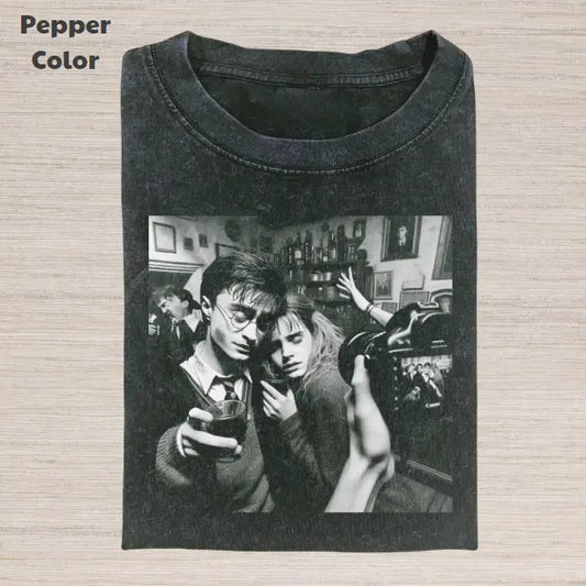 Harry Potter Vintage Graphic Tee, Harry Hermione T-Shirt, Movies Tee, Unisex Meme Cringe Funny Dumb Shirt, Menswear Womenswear Streetwear Cotton Comfort