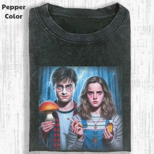 Harry Potter Vintage Graphic Tee, Smoking And Mushrooms T-Shirt, Movies Tee, Unisex Meme Cringe Funny Dumb Shirt, Menswear Womenswear Streetwear Cotton Comfort