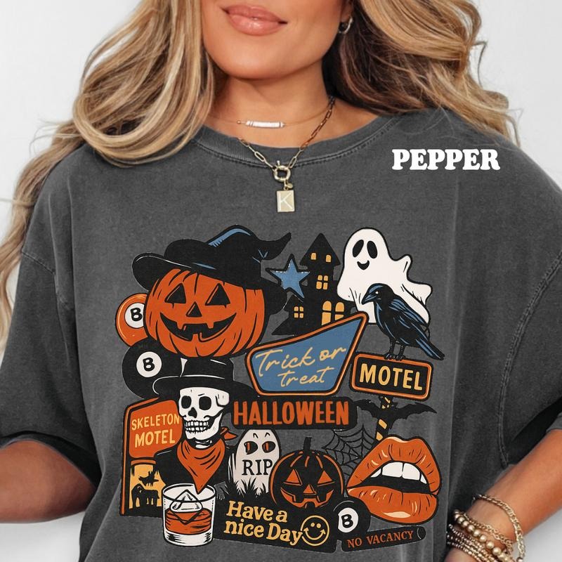 Haunted Halloween Motel Shirt, Cute spooky tee, Comfort Colors T-Shirt, Oversized Fit, trendy, cute style, retro design