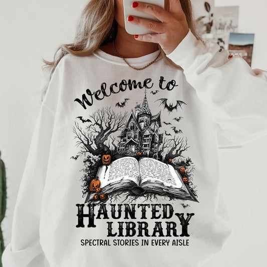Haunted Library Shirt ~ Unisex Apparel Relaxed Fit Printed In The USA Clothing Womenswear Casual Comfort Cotton Top Athletic Boho Chic