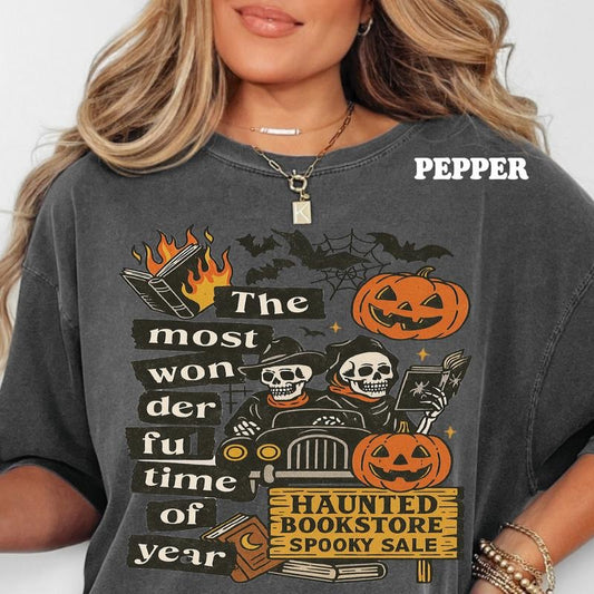 Haunted Most Wonderful Time Of The Year Halloween Shirt, Comfort Colors T-Shirt, Oversized Fit, trendy, cute style, retro design teestyle{n002}2