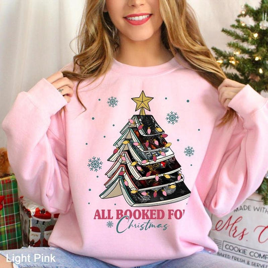 Haunting Adeline Christmas Sweatshirt, All Booked For Christmas Hoodie, Cat And Mouse Shirt, Book Lover, Dark Romance Xmas Outfit, Bookish Christmas Tree Crewneck, Bookish Gift Unisex Soft Comfort Pullover Long Sleeves Graphic Fabric Sweater