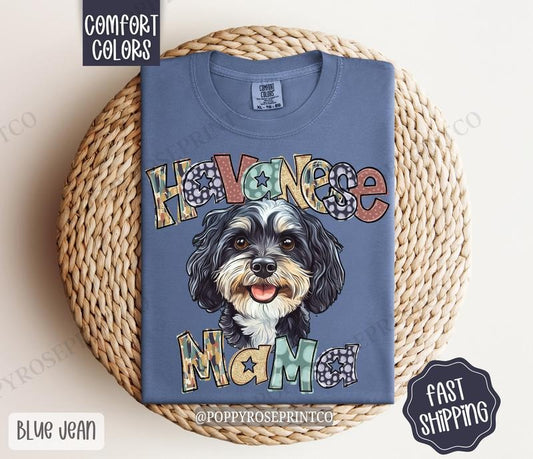 Havanese Mama Comfort Colors, Dog Mom Tee, Cute Mama Women's Tshirt