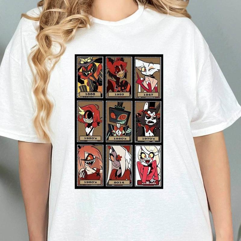 Hazbin Hotel Characters T Shirt, Angle Dust And Fat Nuggets Hazbin Hotel Shirt, Cartoon Movie Shirts, Helluva Boss Shirt, Vivziepop Tee, Unisex T-Shirt, Gifts For Men Women, Short Sleeve Tee Shirt