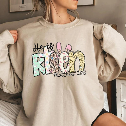 He Is Risen Easter Sweatshirt, Jesus Easter Tee Shirt, Bible Verse Easter Sweater, Easter Bunny Shirt, Happy Easter Shirt...
