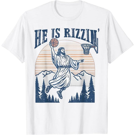He Is Risen Rizzin' Easter Jesus Christian Faith Basketball T-Shirt Hoodie, Sweatshirt | WearSparks.com