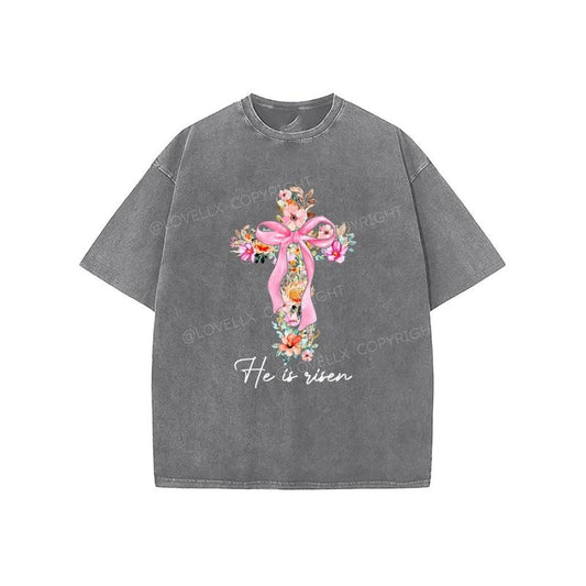He Is Rizen Washed T-Shirt, Christian t shirts, Christian Jesus  t shirts, Vintage 90s Graphic Tee Gift Cotton Top...