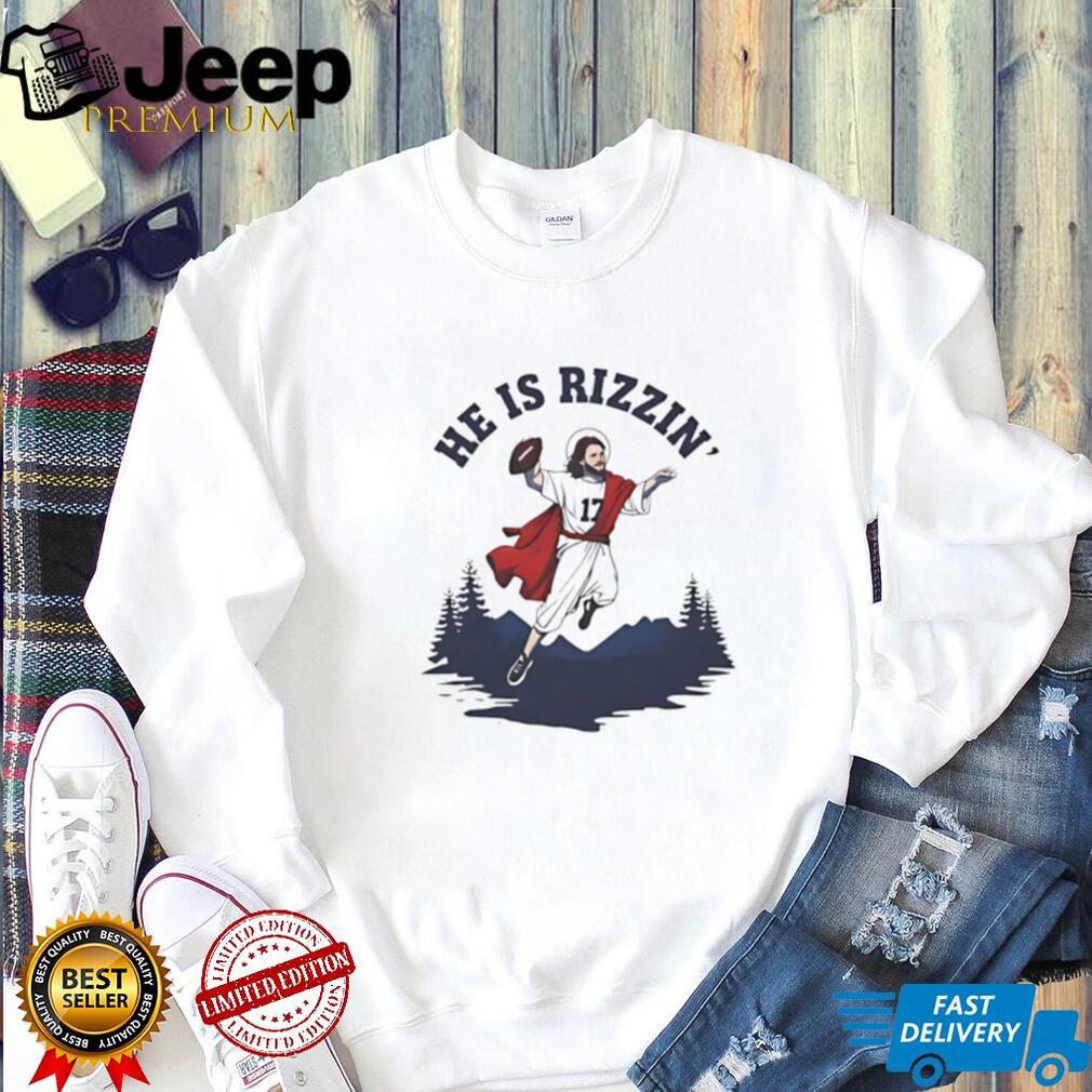 He Is Rizzin’ Funny Jesus Football Quarterback Religious Meme T Shirt