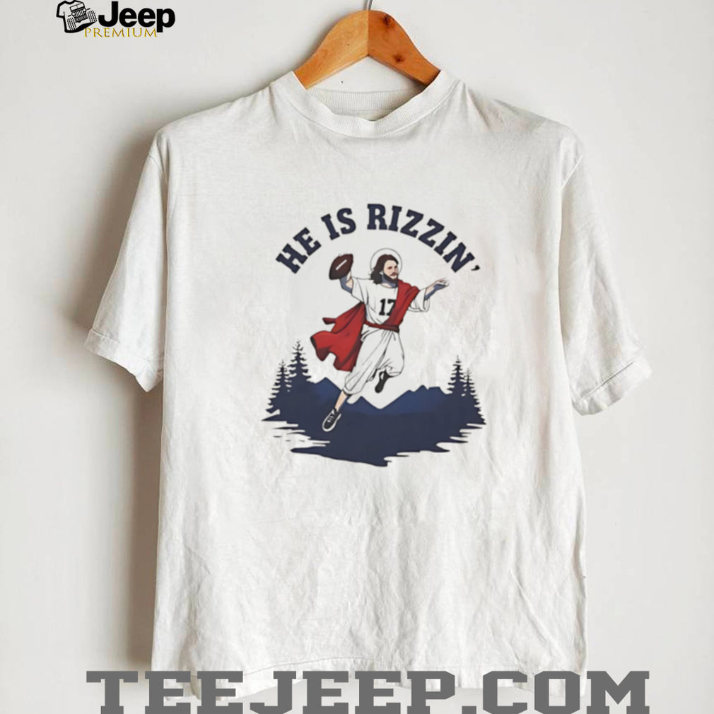 He Is Rizzin’ Funny Jesus Football Quarterback Religious Meme T Shirt