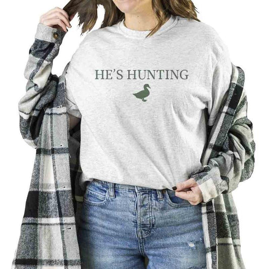 He is Hunting Waterfowl T-shirt Mallard Fit Funny Mallard Duck Sweatshirt - Nineties Vintage Nature Outfit - Unisex Cotton Pullover #197672345