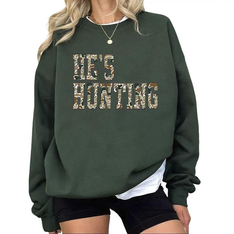 He's Hunting Sweatshirt, Hunting Gifts For Wife Unisex Hunting Season 2025 , Hunting Wife t-Shirts, Deer Hunting Hoodie, Gift For Hunter Wife