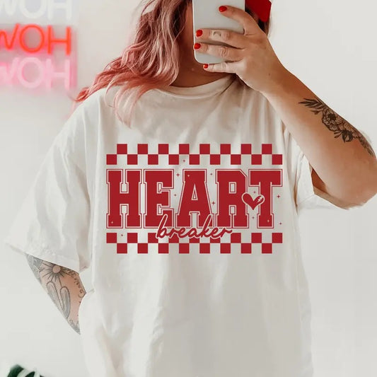 Heart Breaker Valentines day Shirt~ Unisex Apparel Relaxed Fit Printed In The USA Clothing Womenswear Casual Comfort Cotton Top Athletic Boho Chic