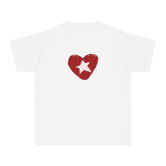 Heart Star Baby Tee, Red Print Tshirt, Cool Grunge Y2k Aesthetic, Streetwear Style, Coquette Clothing, Babytee Y2k, 90s Retro Graphic Top