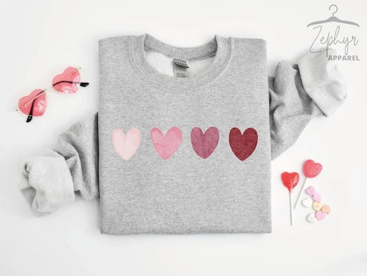 Heart Sweatshirt, Cute Valentine Sweatshirts, Valentine Sweatshirts, Vintage Valentine Sweatshirt, Valentine  Hoodie and Sweater; T-shirt Cotton Menswear Cotton Menswear