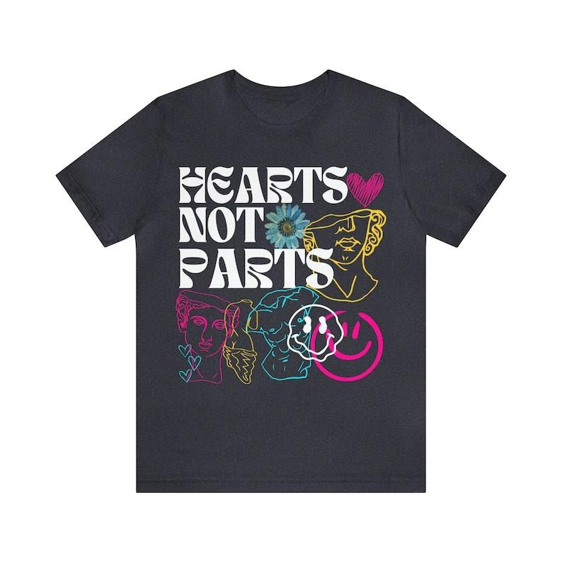 Hearts not parts shirt | pansexual shirt | pansexual pride | subtle pansexual shir | discreet pansexual | queer shirt | lgbtq pride march Hoodie, T-shirt and sweater