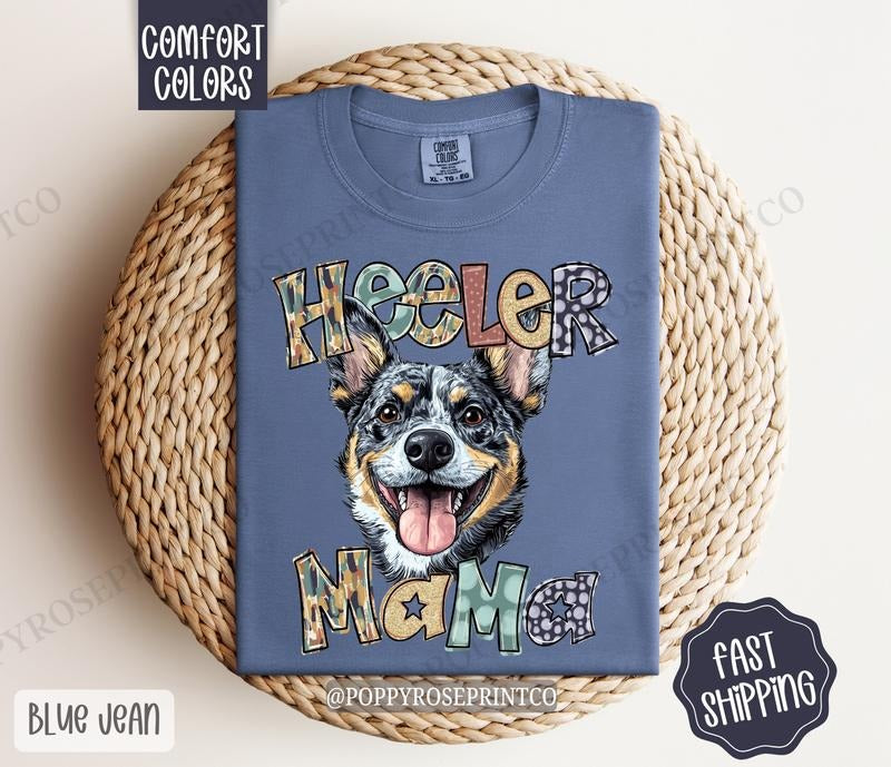 Heeler Mama Comfort Colors, Dog Mom Tee, Cute Dog Mama Women's Tshirt