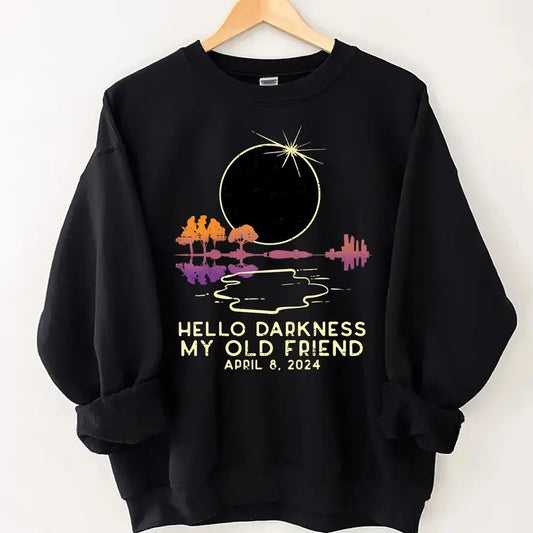 Hello Darkness Funny Solar Eclipse 2024 April 8 Shirt,Total Solar Eclipse 2024 Unisex Shirt, Twice In A Lifetime Solar Eclipse Shirt, April 8 2024 shirt, Path of Totality Tee, Matching Family.