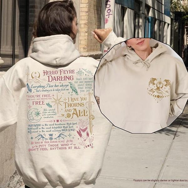 Hello Feyre Darling Sweatshirt, Acotar Fan Sweatshirt, Fantasy Reader Hoodie, Velaris City Of Starlight Sweatshirt, Bookish Hoodie, Book Giftstyle{n002}2