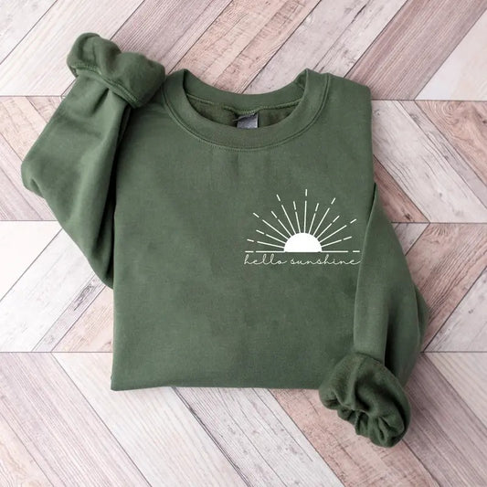 Hello Sunshine Sweatshirt, Beachy Crewneck, Trendy Summer Sweater, Tropical Crewneck, Cute Summer Outfit, Vacation Gifts For Friends, Beachy Shirt, Summer Shirt
