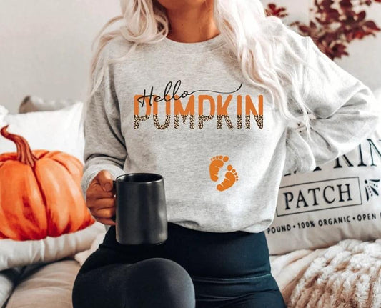 Hello pumpkin pregnancy sweater - hello pumpkin pregnancy announcement sweatshirt - fall pregnancy sweaters - fall pregnancy shirt
