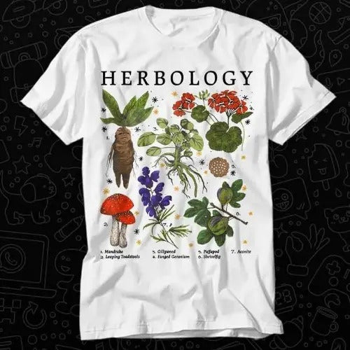Herbology Plants Gardening Botanical Plant Lover Magic Wizard T Shirt Gift For Womens Mens Unisex Top Adult Tee Vintage Music Movie Made in USA