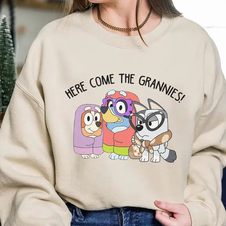 Here Come The Grannies Sweatshirt, Bluey Sweater, Bluey And Bingo Shirt, Bluey T-Shirt, Bluey Shirt, Bluey Grandma Gift, Bluey Birthday Giftstyle{n002}2