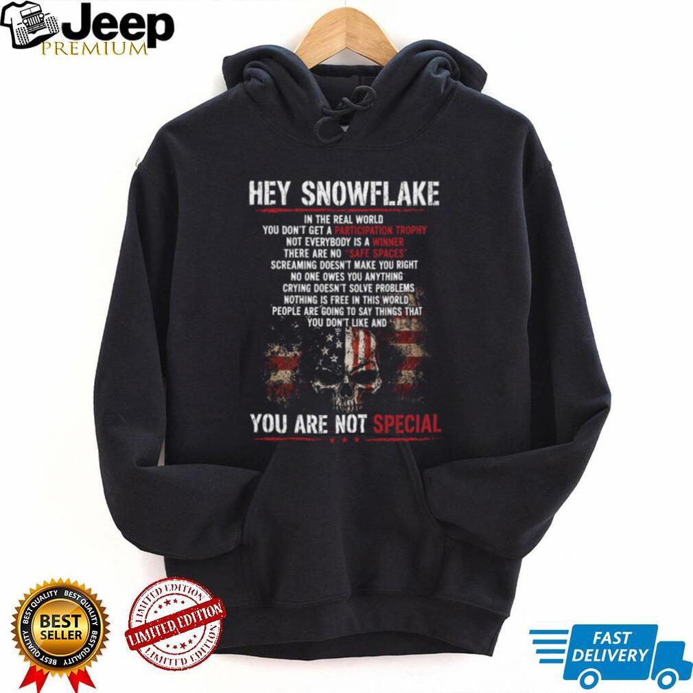 Hey Snowflake No Participation Trophy Veteran Flag Skull T Shirt