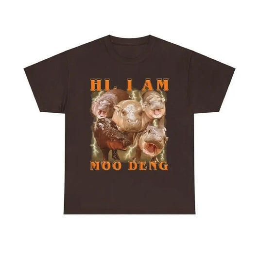 Hi I am Moo deng retro vintage shirt, Baby Pygmy Hippo Moo Deng Trendy Tee, Hippo Lover T-Shirt, Cute Baby Hippo Shirt