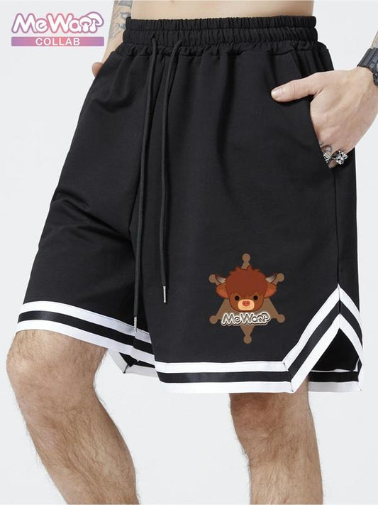 Highland Cow Kyloe Pattern Regular Fit Bottoms, Official Collab | Men's Casual Comfy Basketball Shorts for Daily Wear & Outdoors, All-match Bottoms for Sports