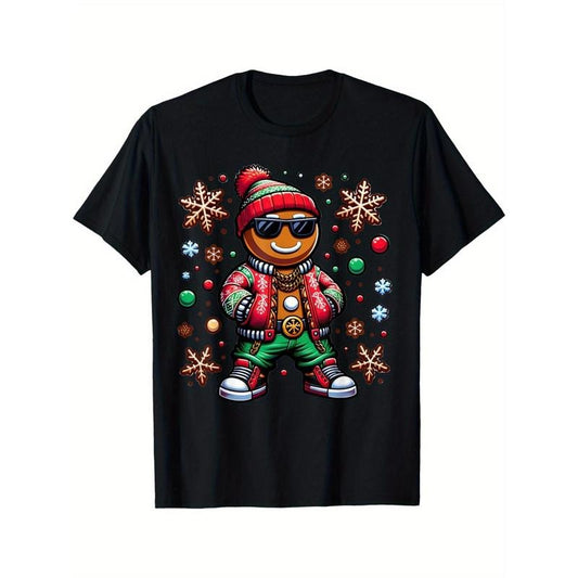 Hip Hop Gingerbread Man X-Mas Funny Christmas Men's T-Shirt made in usa
