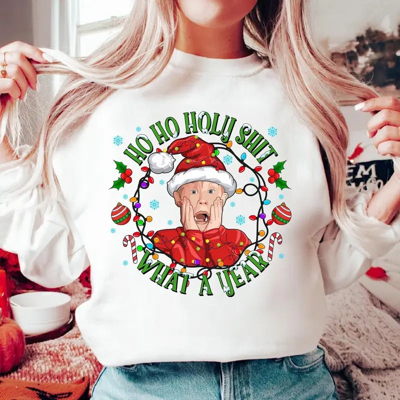 Ho Ho Holy Shit What A Year Kevin Home Alone Christmas Shirt Holiday Movies Friends Shirt Christmas Movie Shirt Christma 90s Friends Tee