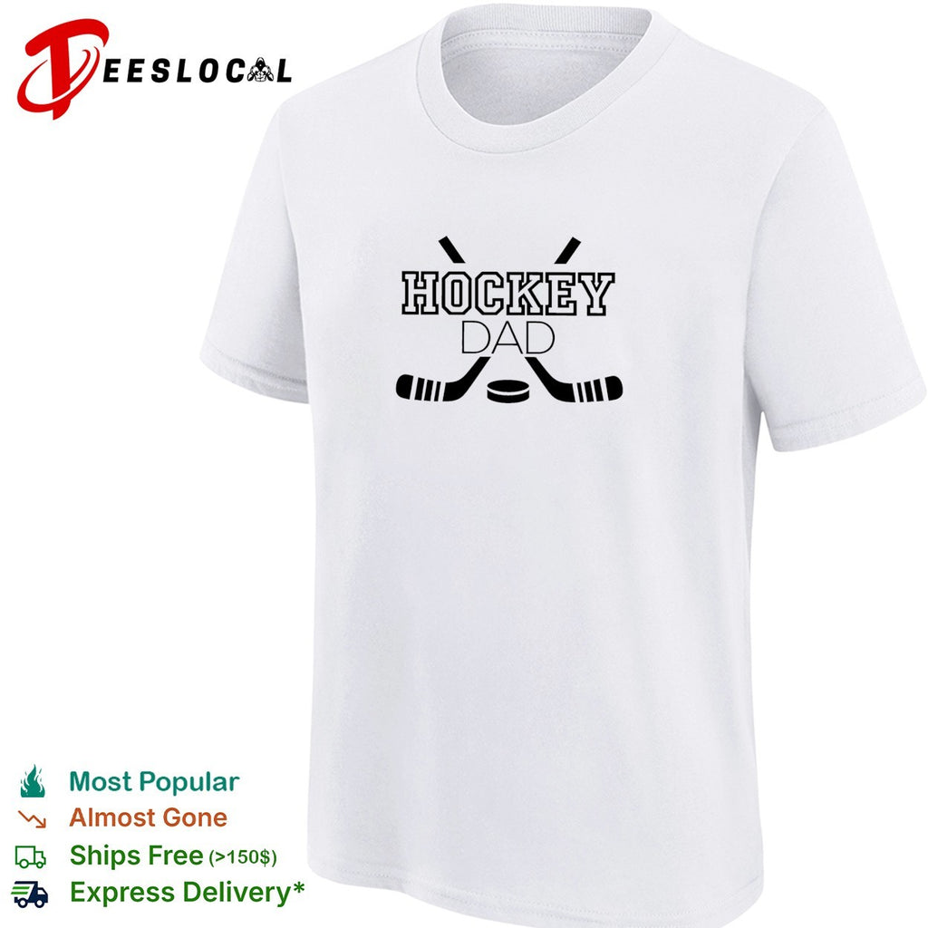 Hockey dad crossed sticks and puck shirt