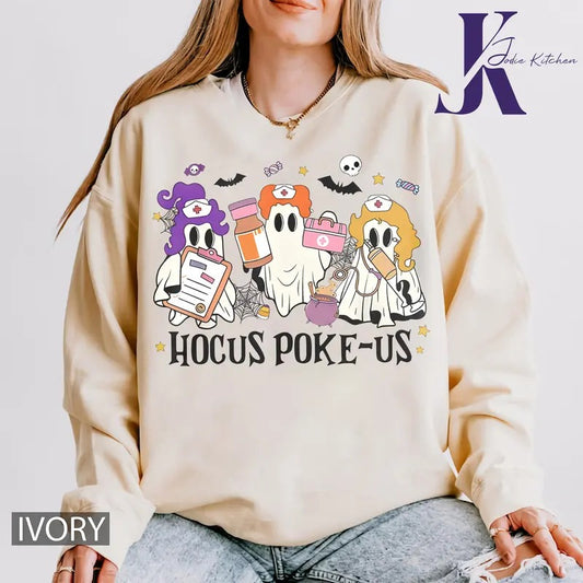 Hocus Poke-us Witch Nurse Halloween Shirt, Ghost Halloween Shirt, Comfort Colors Shirt, Medical Lab Tech Halloween Shirt, ER Crew Shirt, Spooky Health Professional Shirt, Hocus Poke-us
