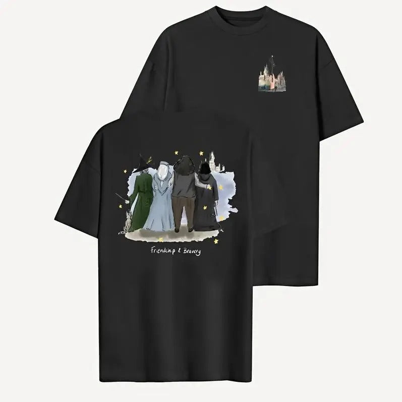 Hogwarts Professor McGonagall Memorial Shirt, Maggie Smith, Magic Movie, Spooky Season, Unisex Cotton Menswear Streetwear Casual Shortsleeve Crewneck