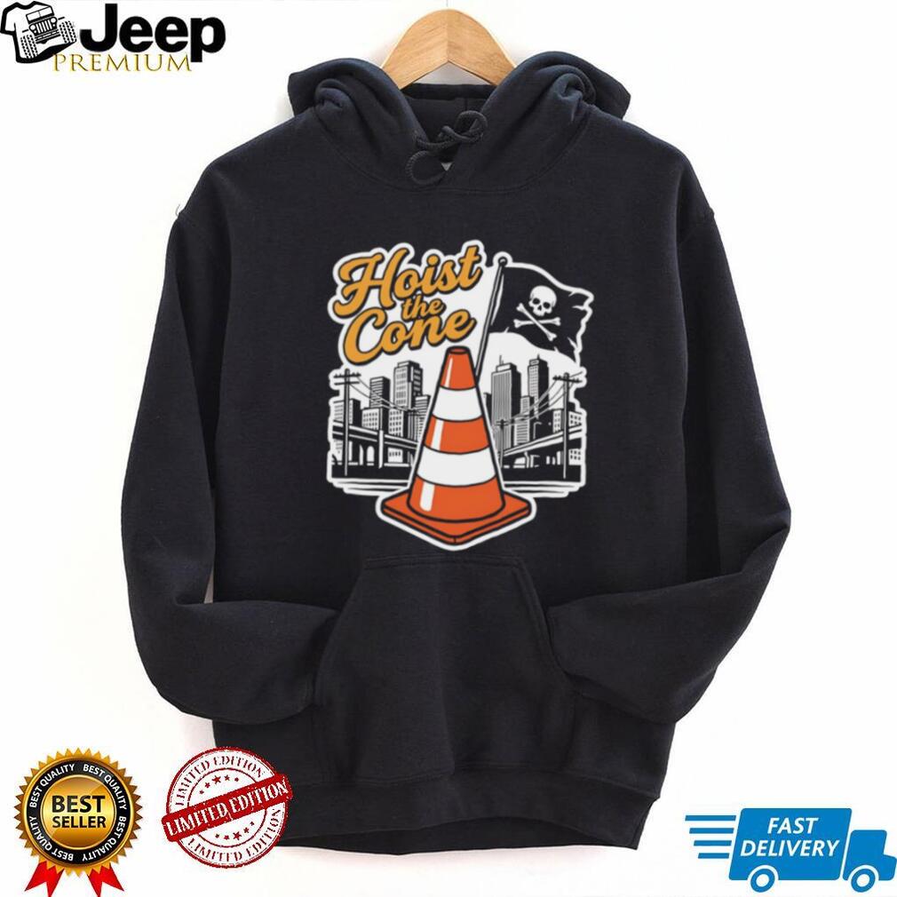 Hoist The Cone Traffic Cone Pirate Skull Cityscape T Shirt