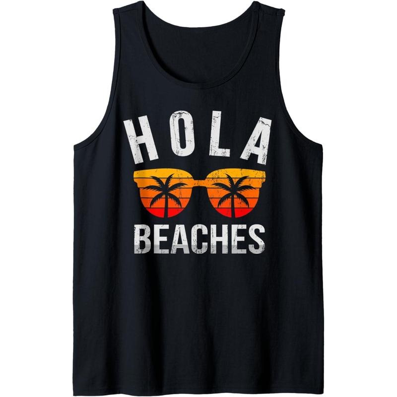 Hola Beaches Tank Top Funny Beach Vacation Shirt Summer Tank Top Made in USA Hoodie, Sweatshirt | WearSparks.com