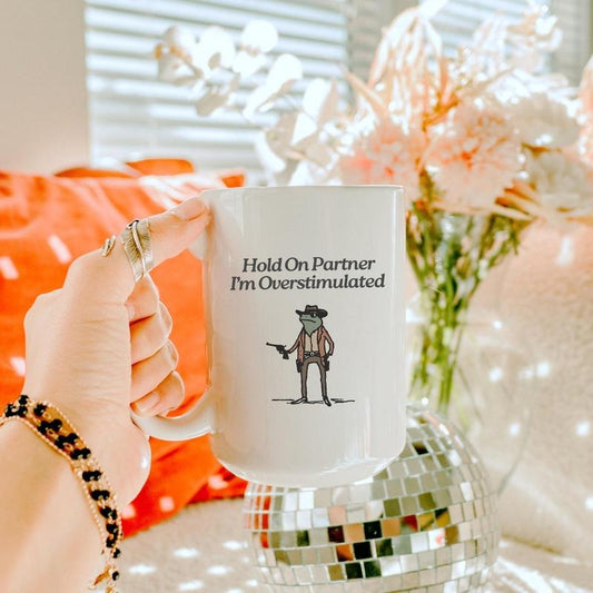 Hold On I'm Overstimulated Frog Mug Overstimulated Mug Unhinged Mug Weirdcore Gen Z Mug Weird Stuff Ironic Silly Coffee Mug Coworker Gift
