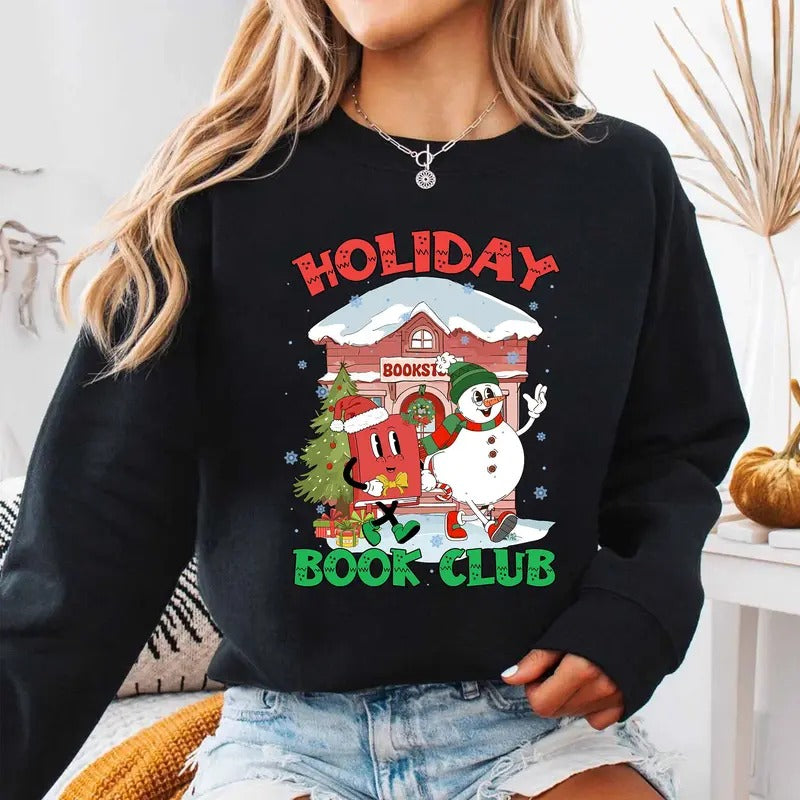 Holiday Book Club Christmas Shirt Book Lovers Christmas Shirt Bookworm Christmas Shirt Christmas Teacher Shirt Librarian Xmas Shirt