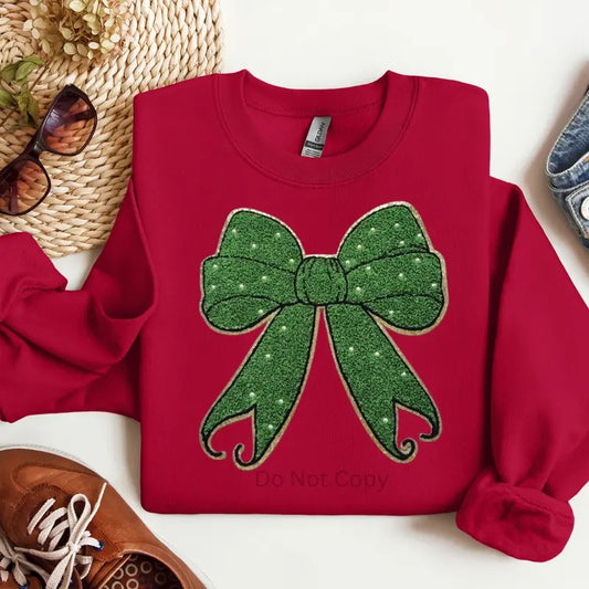Holiday Bow Chenille Patch ONLY - This is NOT a T Shirt