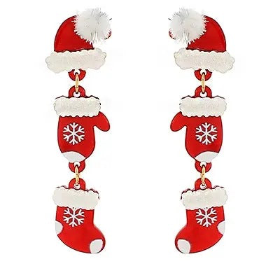 Holiday Hat & Glove Dangle Earrings