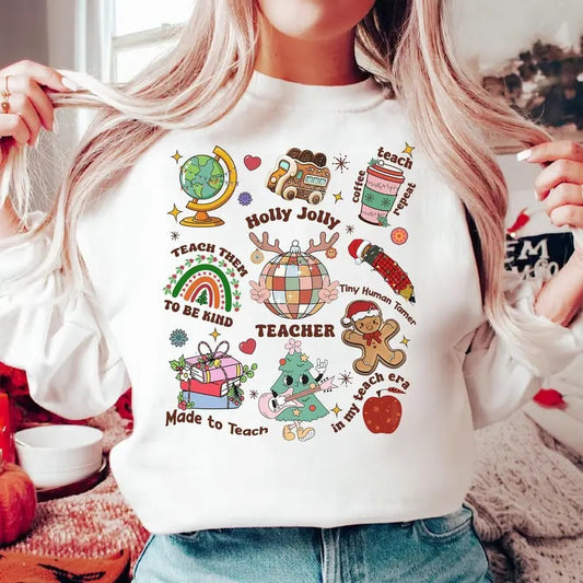Holly Jolly Teacher Christmas Shirt Coquette Christmas Teacher Shirt Teacher Pencil Shirt Teacher Christmas Gift Teacher...