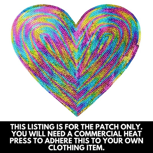 Holographic Heart Sequin Patch - PATCH ONLY