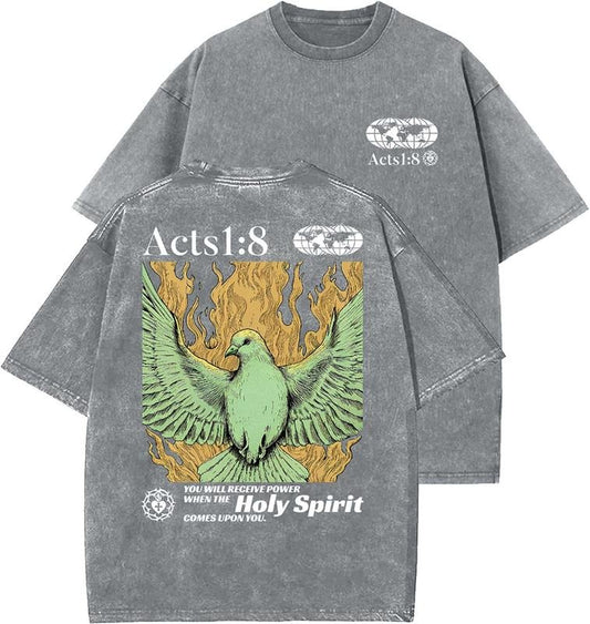 Holy Spirit Unisex Washed T-Shirt, Christian t shirts, Vintage 90s Graphic Tee, Gift Top Womenswear Cotton Mineral Colorstyle{n002}2