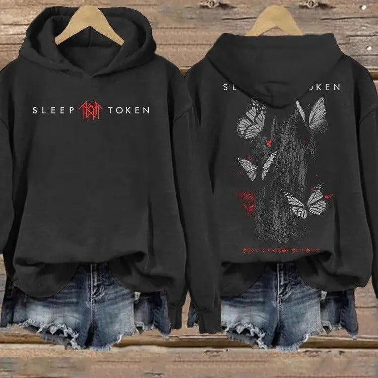 Sleep Token - Rock Band Inspired Butterfly Print Vintage Sweatshirt/Hoodie, Gift For Fan SLT20244