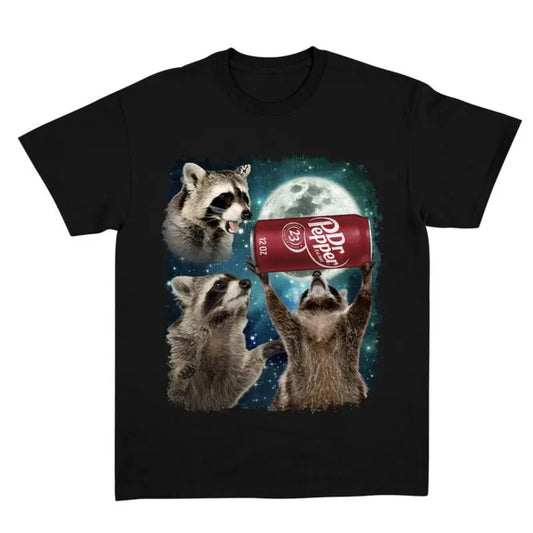 Three Raccoons Dr Pepper Vintage Graphic T-shirts/Sweatshirt/Hoodie, Retro Crewneck, Gift For Girlfriend, Cotton, Print Tee
