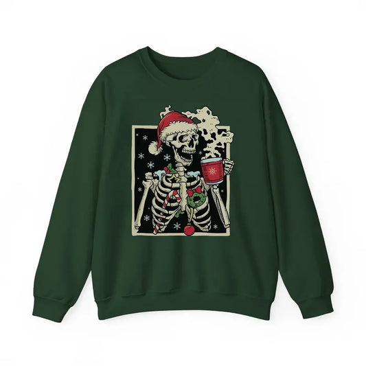 Dead Inside Skeleton Christmas Sweatshirt/Shirt/Hoodie, Sarcastic Christmas Coffee Tee, Merry Christmas Shirt, Coffee Lover, Full Color, Tee Print