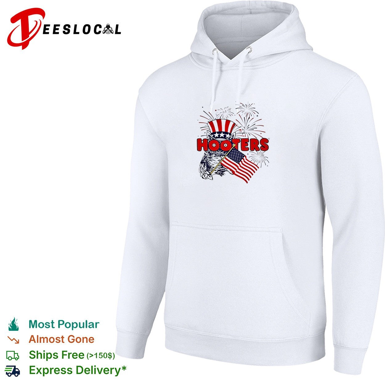 Hooters Uncle Sam owl fireworks USA flag shirt