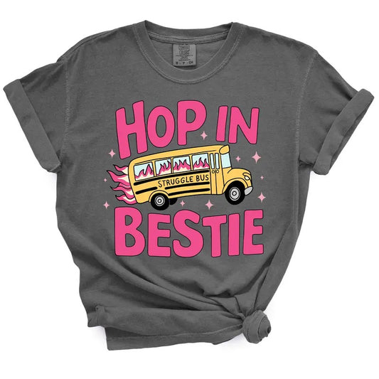 Hop In Bestie Struggle Bus TShirt - Casual Summer Top