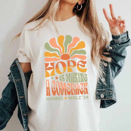 Hope Harris Walz 2024 Comfort Colors Shirt, Kamala Harris for President, Voting tshirt, Liberal shirt, Democratic Rally