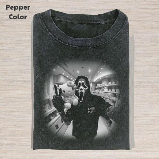 Horror Character Vintage Graphic Tee, Ghost Face Hi T-Shirt, Movie Shirt, Unisex Meme Cringe Funny Dumb Shirt, Menswear Womenswear Streetwear